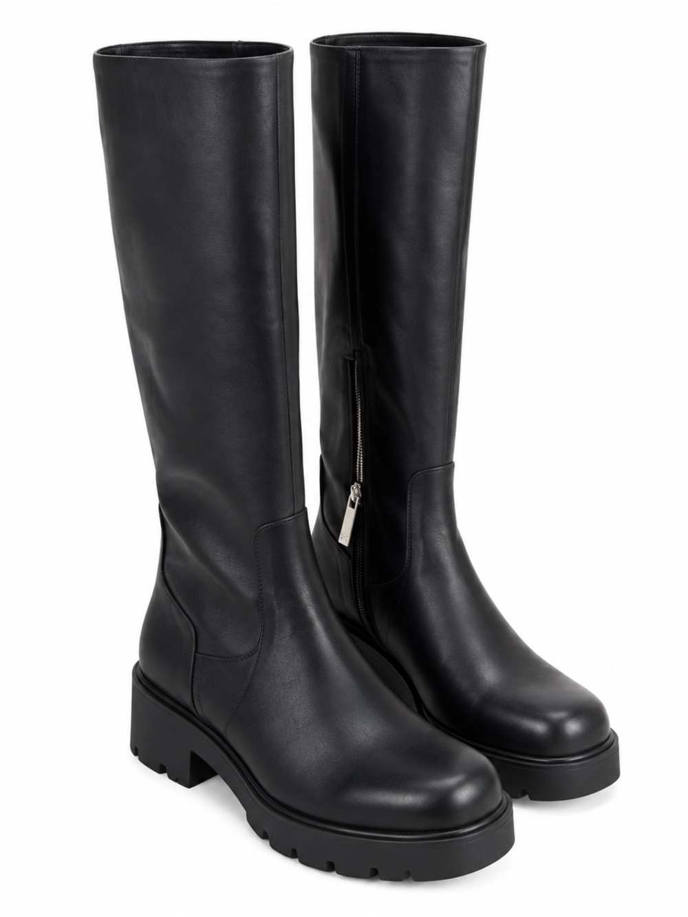 Marc Fisher Black Knee-High Lug Sole Boots 6. NEW Leather